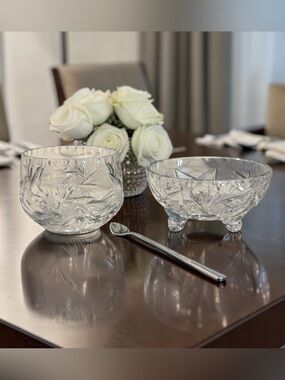 Pinwheel Crystal Cut Glass Bowls Set Vintage Lead Crystal Candy Dish Trinket